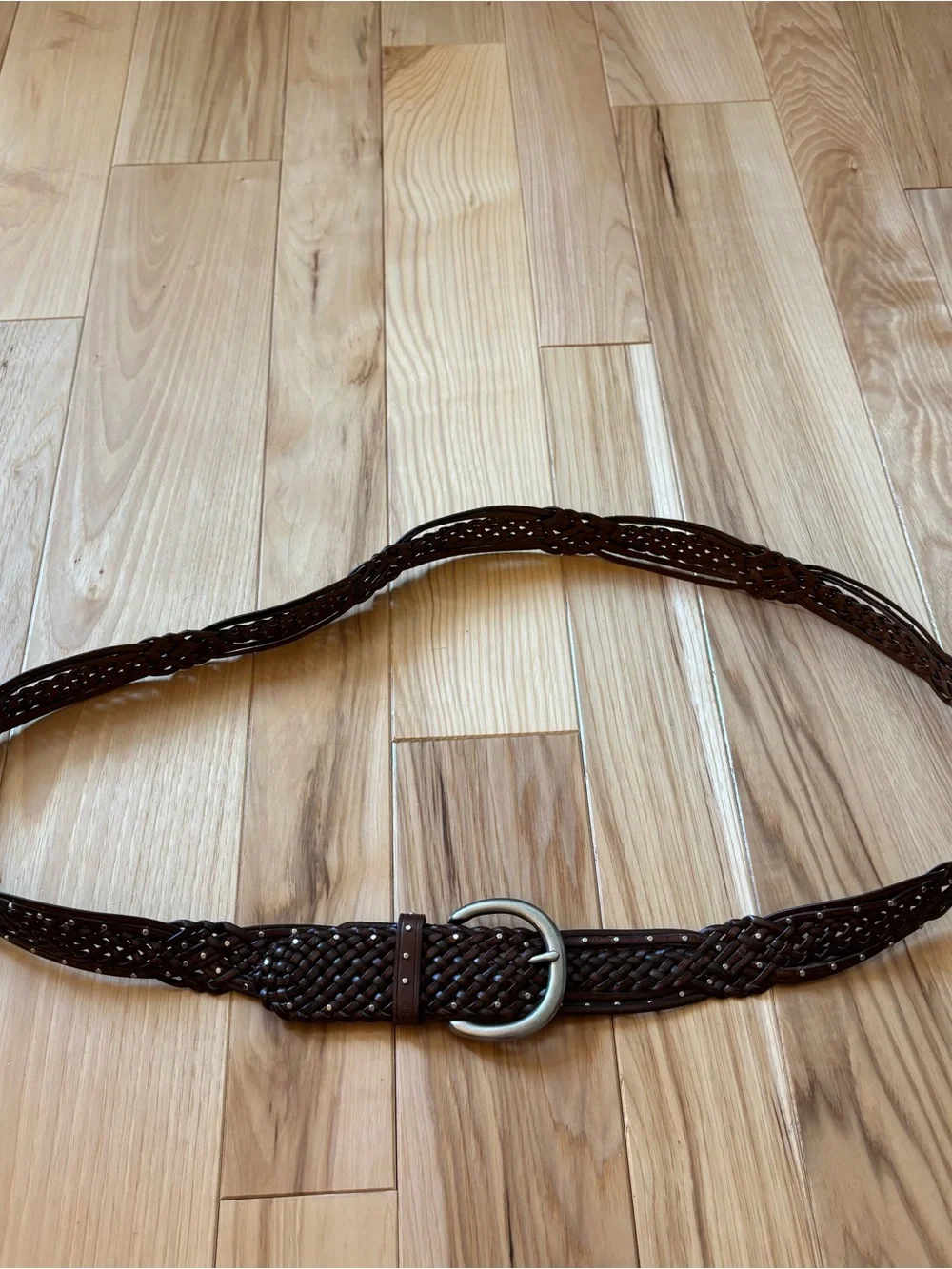 Lane Bryant Brown Braided Stud Accent Vegan Bonded Leather Belt Size 26/28